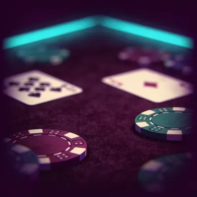 Abstract live dealer table setting in low light